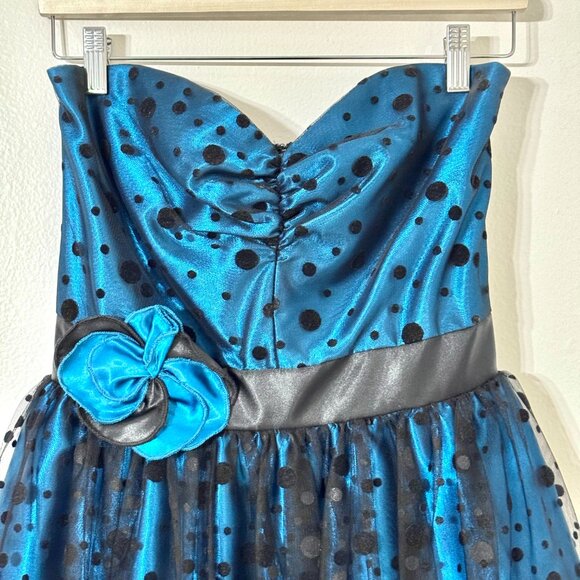 Vtg Y2K Gunne Sax Jessica McClintock Strapless Dress Polkadot Cupcake HOCO Prom - Picture 3 of 16